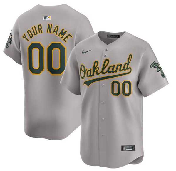 Mens Oakland Athletics Active Player Custom Gray Away Limited Stitched Jersey